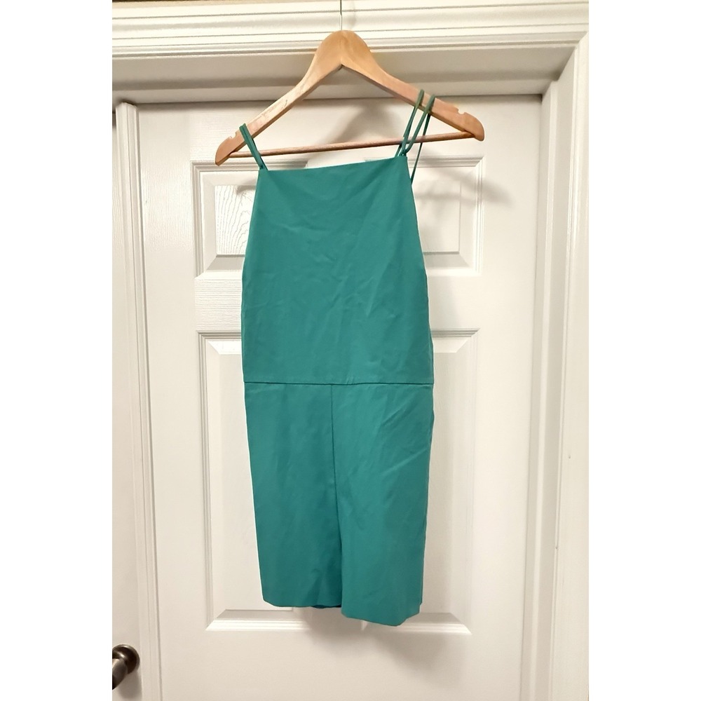 Maeve Romper Women Large Teal Green Square Neck Crisscross Back Cotton OB2020042